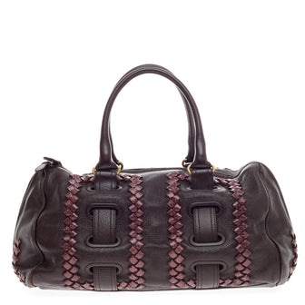 Bottega Veneta Accordion Satchel Leather and Snakeskin -