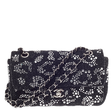 Chanel Classic Double Flap Rhinestone Embellished Tweed Medium