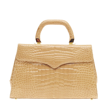 Lana Marks Convertible Top Handle Flap Bag Crocodile