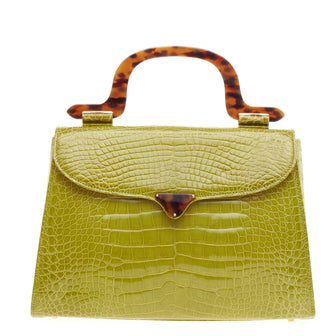 Lana Marks Convertible Top Handle Flap Bag Crocodile