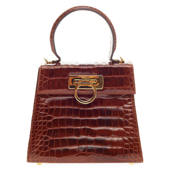 Salvatore Ferragamo Convertible Top Handle Crocodile Small