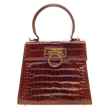Salvatore Ferragamo Convertible Top Handle Crocodile Small