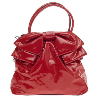 Valentino Lacca Bow Dome Satchel Patent