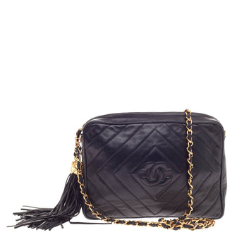 Chanel Vintage Chevron Camera Bag Quilted Leather Small
