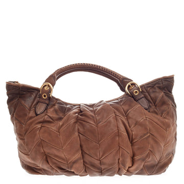 Miu Miu Convertible Shoulder Bag Chevron Leather Large