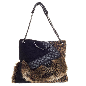 Chanel Karl's Fantasy Cabas Tote Fur Tweed and Quilted Leather -