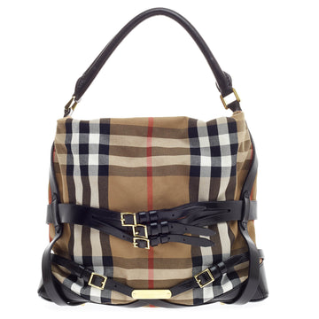 Burberry Bridle Hobo House Check Canvas Medium