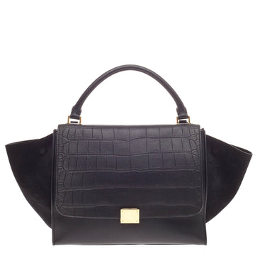 Celine Trapeze Embossed Crocodile Medium