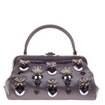 Prada Raso Ricamo Framed Doctor's Bag Jeweled Satin Medium