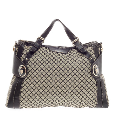 Gucci Crest Boule Satchel Diamante Canvas Large