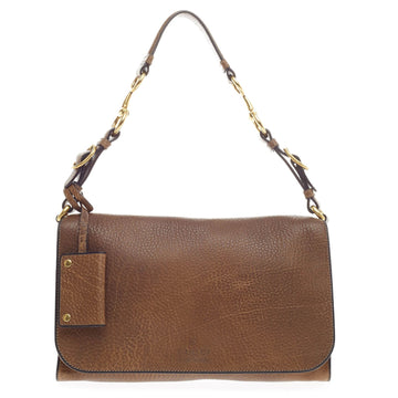 Gucci Harness Shoulder Bag Distressed Pebbled Leather Small