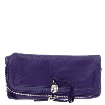 Alexander McQueen Skull Padlock Foldover Clutch Leather -