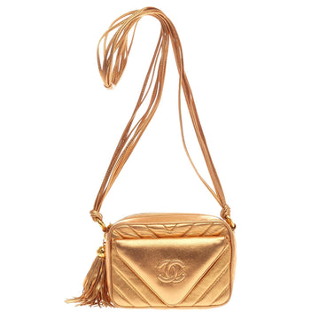 Chanel Vintage Front Pocket Camera Bag Chevron Leather Small