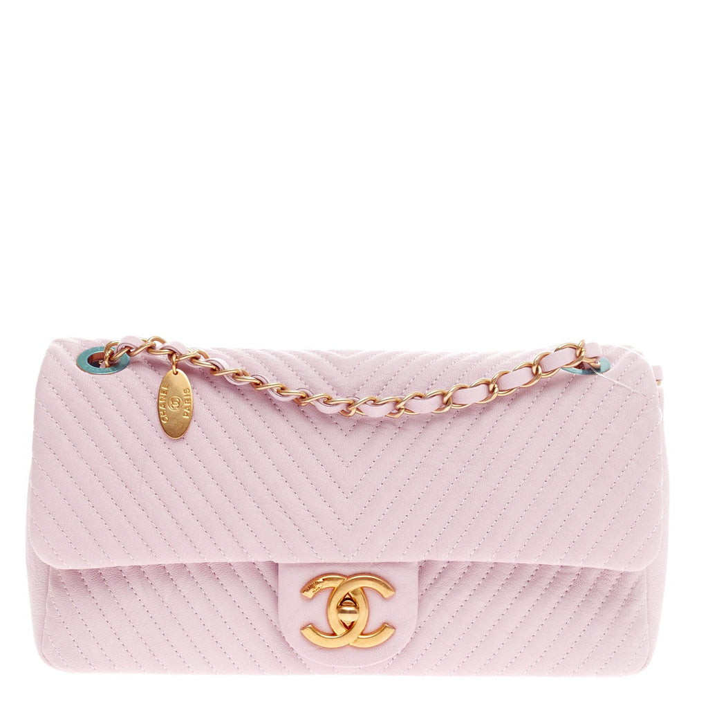 Buy Chanel Chevron Flap Bag Calfskin Medium Pink 394001