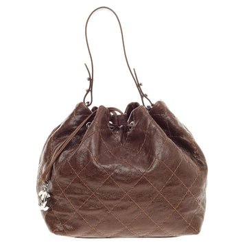 Chanel On the Road Drawstring Bucket Glazed Leather