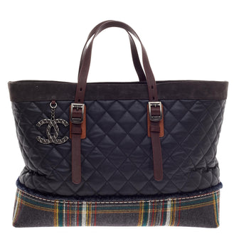 Chanel Paris-Edinburgh Tote Mixed Leather with Flannel -
