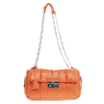 Prada Pattina Chain Link Shoulder Bag Quilted Lambskin