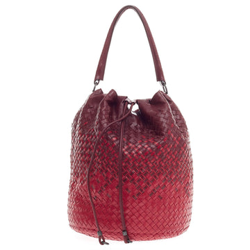 Bottega Veneta Drawstring Handle Bag Two Tone Intrecciato Nappa Large