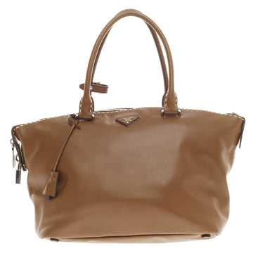 Prada Topstitch Zip Top Tote Soft Calfskin