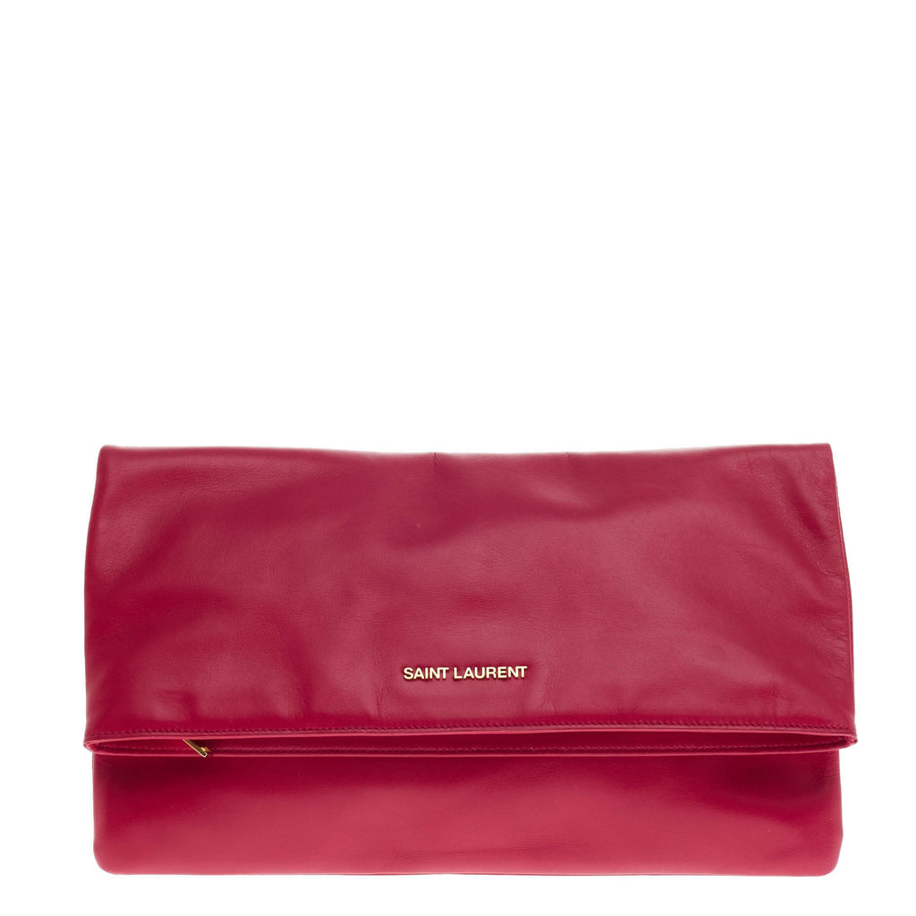 Buy Saint Laurent Letters Fold Over Clutch Leather Pink 427601