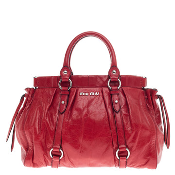 Miu Miu Gathered Convertible Tote Vitello Lux Medium