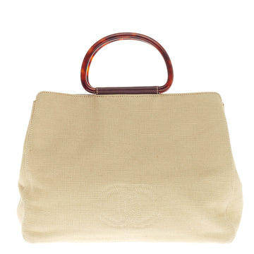 Chanel Resin Ring Tote Natural Woven Canvas Large