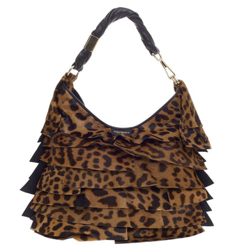 Saint Laurent St. Tropez Shoulder Bag Leopard Print Pony Hair Large