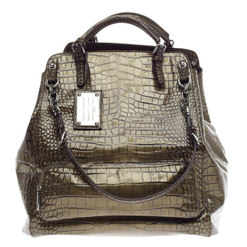 Dolce & Gabbana Miss Pocket Foldover Bag Embossed Crocodile Large