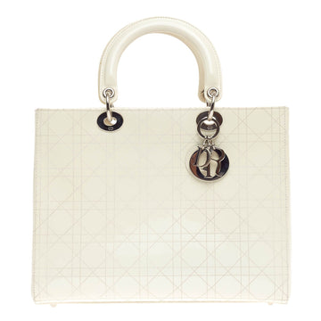 Christian Dior Lady Dior Stitched Cannage Patent Large