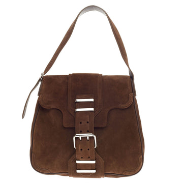 Balenciaga Hook Shoulder Bag Suede Large