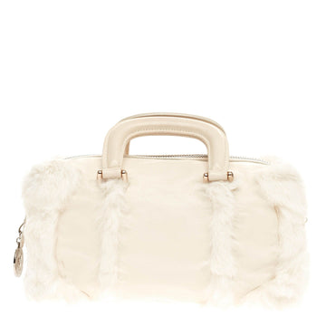 Fendi Convertible Zip Satchel Leather and Fur Medium