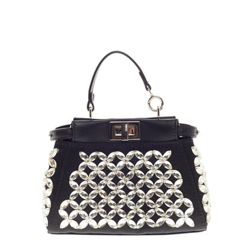 Fendi Peekaboo Crystal Embellished Satin Micro
