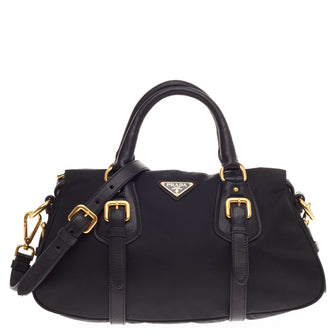 Prada Convertible Belted Satchel Leather and Tessuto -