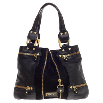 Jimmy Choo Mona Tote Patent and Suede Leather Large