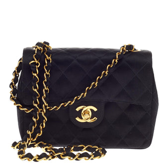 Chanel Vintage Classic Single Flap Quilted Satin Mini
