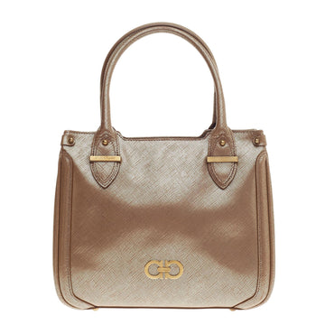 Salvatore Ferragamo Gancini Shoulder Bag Textured Leather Small