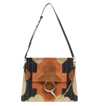 Chloe Faye Shoulder Bag Patchwork Suede Medium