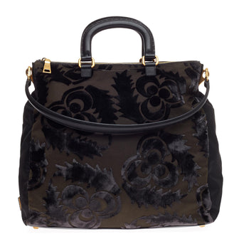 Prada Burnout Convertible Tote Velvet and Tessuto Large 