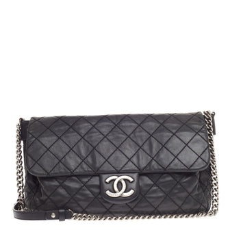 Chanel Aged Chain CC Flap Quilted Calfskin