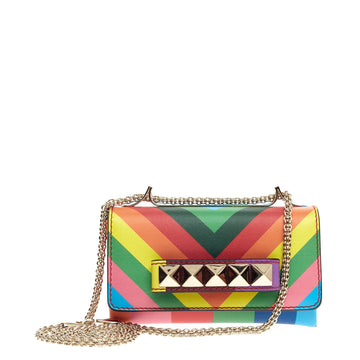 Valentino 1973 Va Va Voom Clutch Striped Leather Mini 