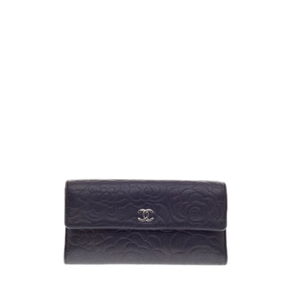 Chanel Flap Wallet Camellia Lambskin Long