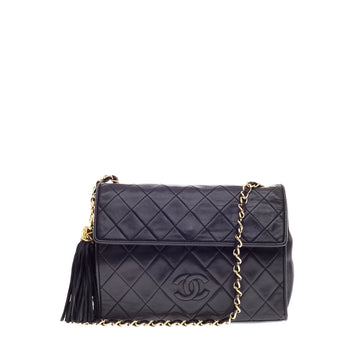 Chanel Vintage Diamond Tassel Flap Bag Quilted Leather