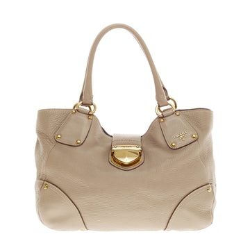 Prada Pushlock Tote Vitello Daino Medium