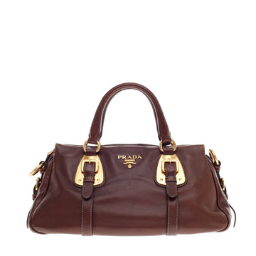Prada Bauletto Frame Belted Satchel Soft Calfskin