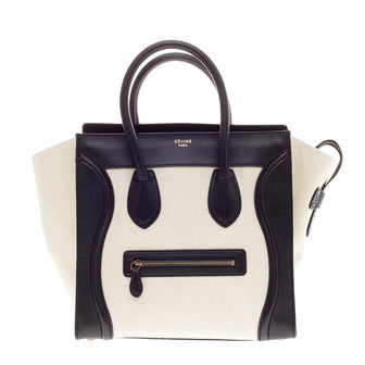 Celine Luggage Canvas and Leather Micro