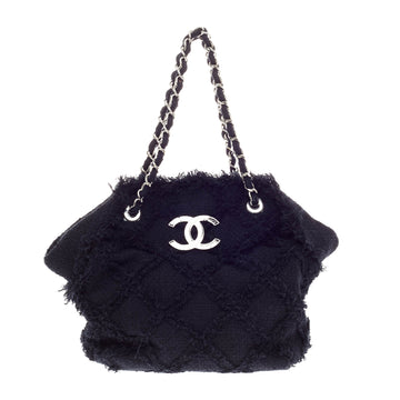 Chanel Fringe Trim Tote Quilted Tweed