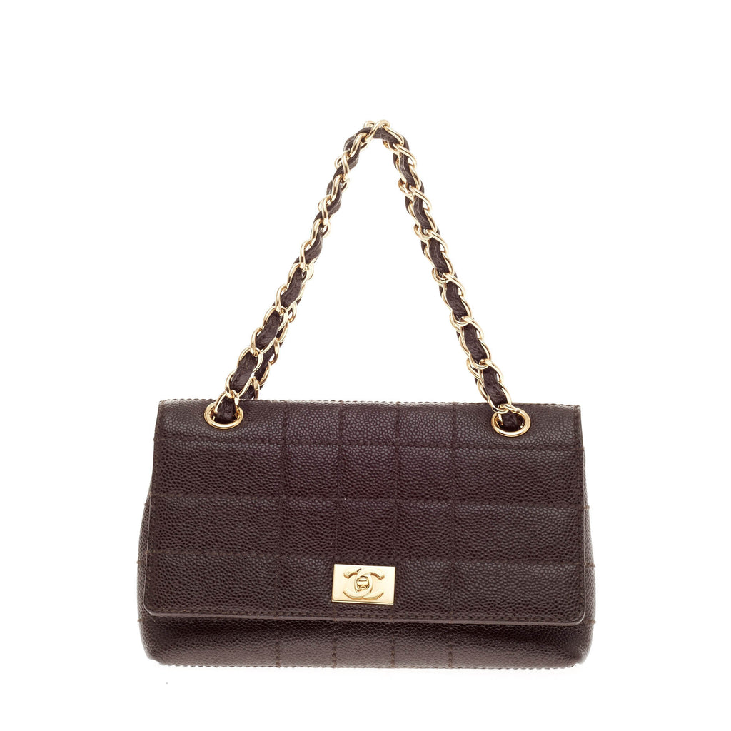 Buy Chanel Chocolate Bar Quilt Flap Bag Caviar Brown 87401