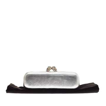 Alexander McQueen Twin Skull Box Clutch Metallic Leather