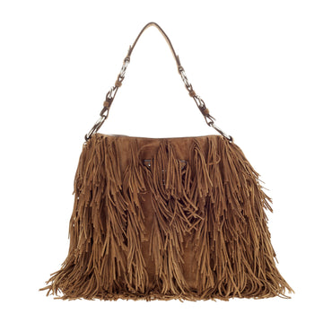 Prada Nappa Fringe Hobo Suede Medium