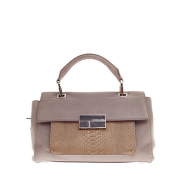 Michael Kors Collection Quinn Top-Handle Satchel Leather and Python Small